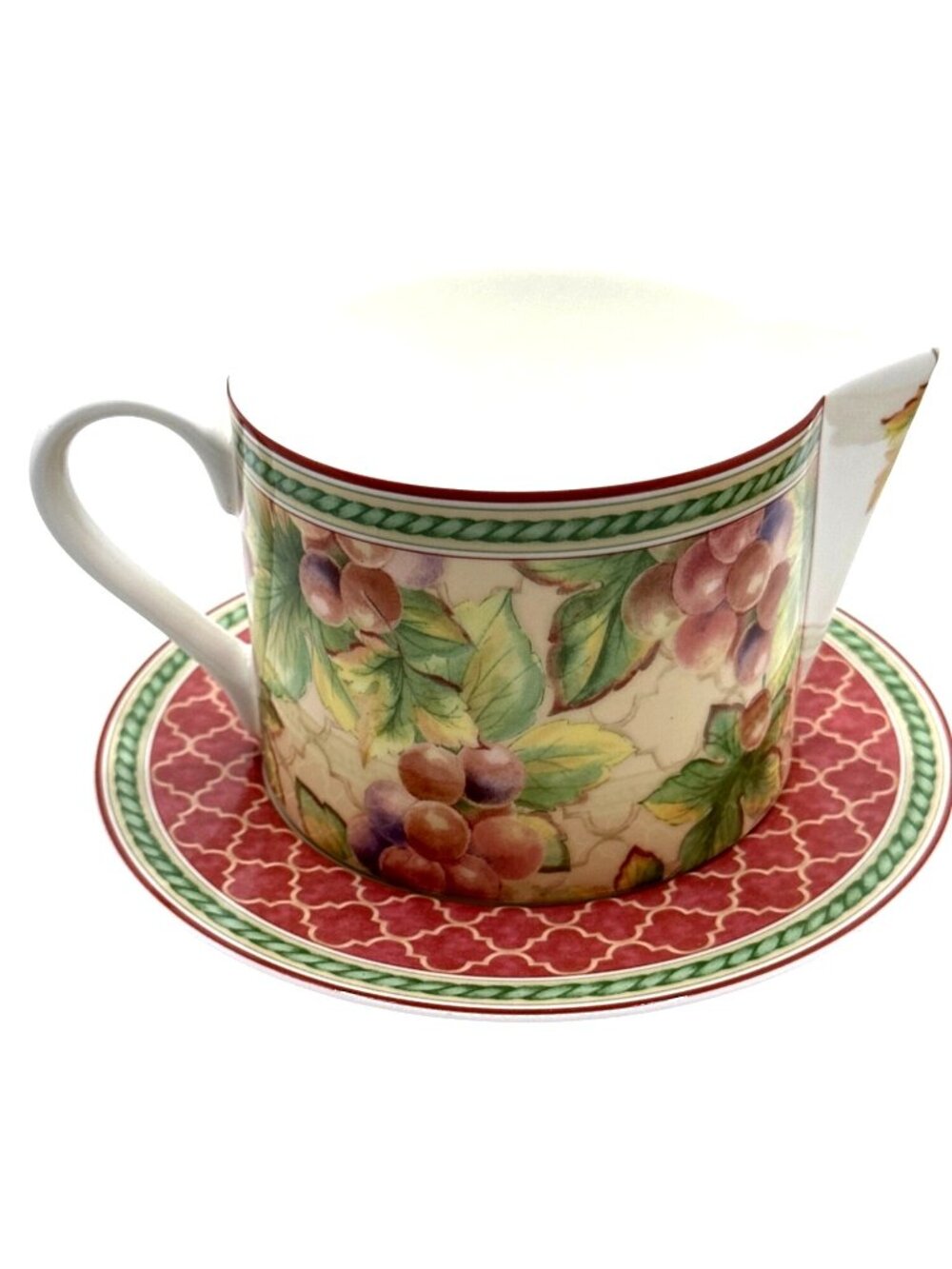Retired Fitz and Floyd Sonoma Gravy Boat 12 oz Creamer Pitcher Grape Leaf Motif - Picture 2 of 15